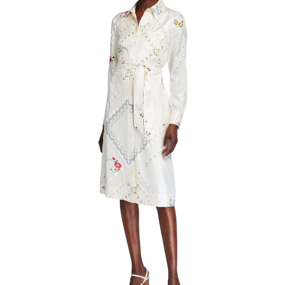 NWT Tory Burch Handkerchief 100% Silk Printed Shirt Dress with Gift Bag